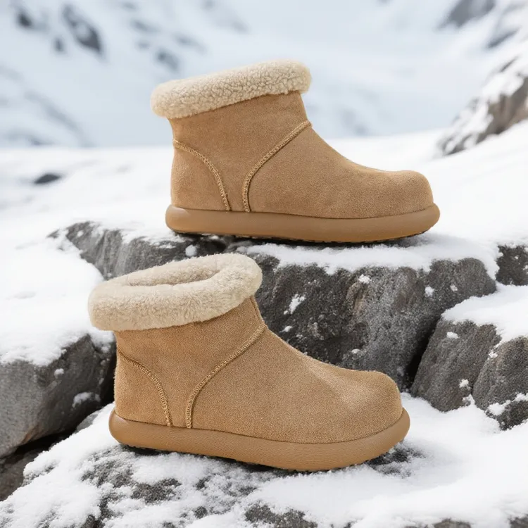 皮毛一体勃肯鞋女羊毛加绒保暖厚雪地靴复古加厚休闲棉鞋冬季短靴