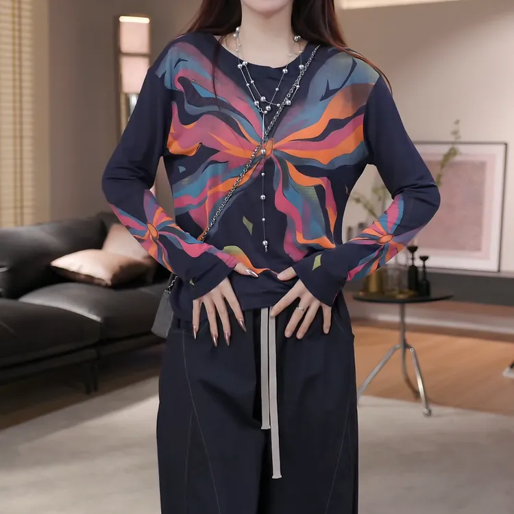 2025早秋新款薄款时尚百搭休闲洋气上衣防晒长袖T恤女LK2505630