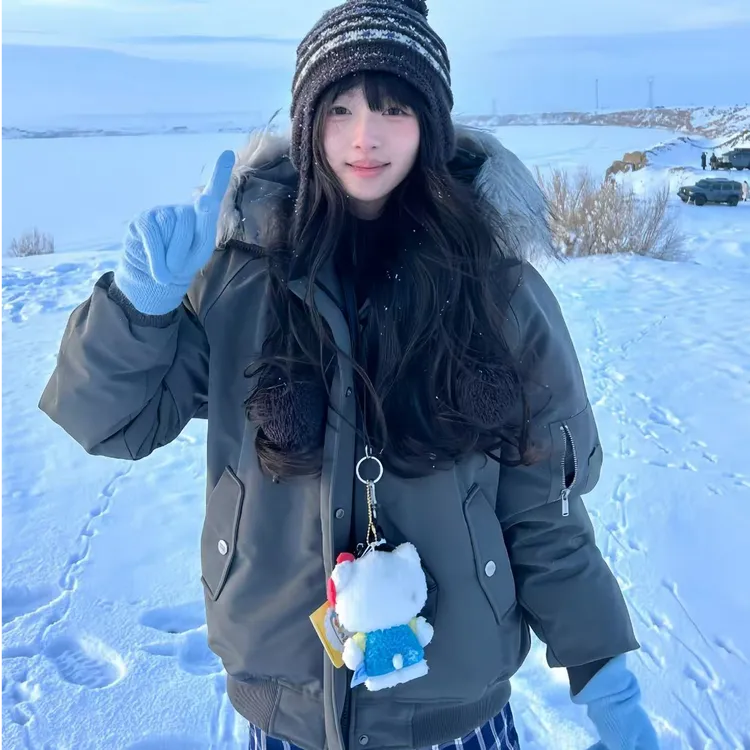 2025年冬季新款棉服女韩版毛领派克服加厚宽松小个子外套棉衣棉袄