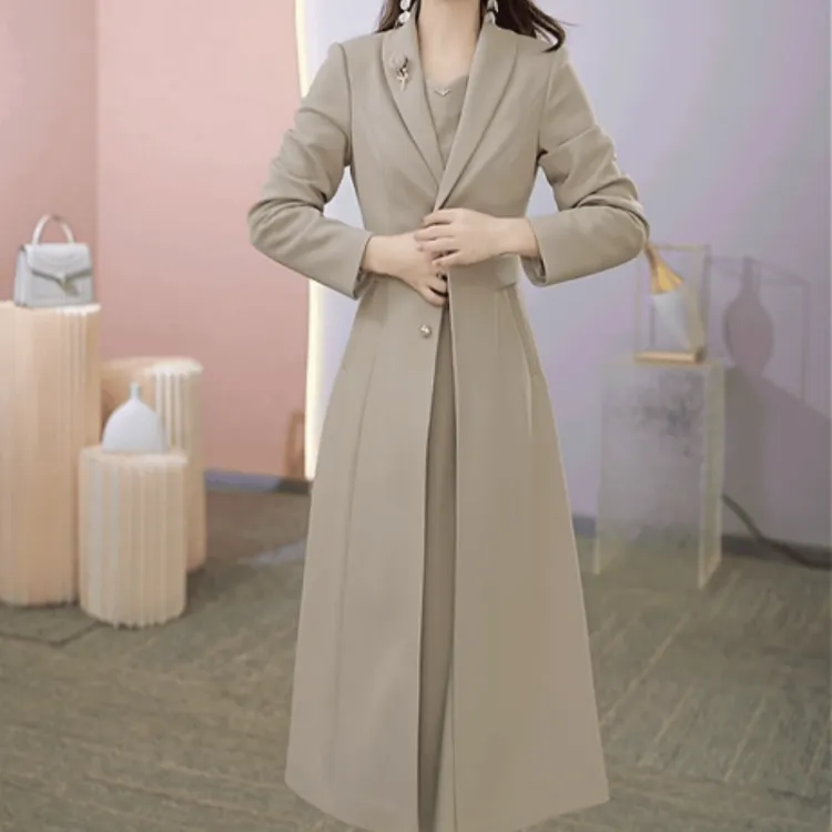 A820【风衣外套+连衣裙】2025秋季新款时尚有气质端庄优雅套装裙