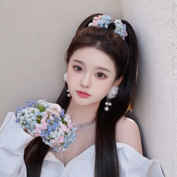 刘亦菲同款满天星鲨鱼夹仿真花超仙抓夹高级感盘发礼服发饰女发夹