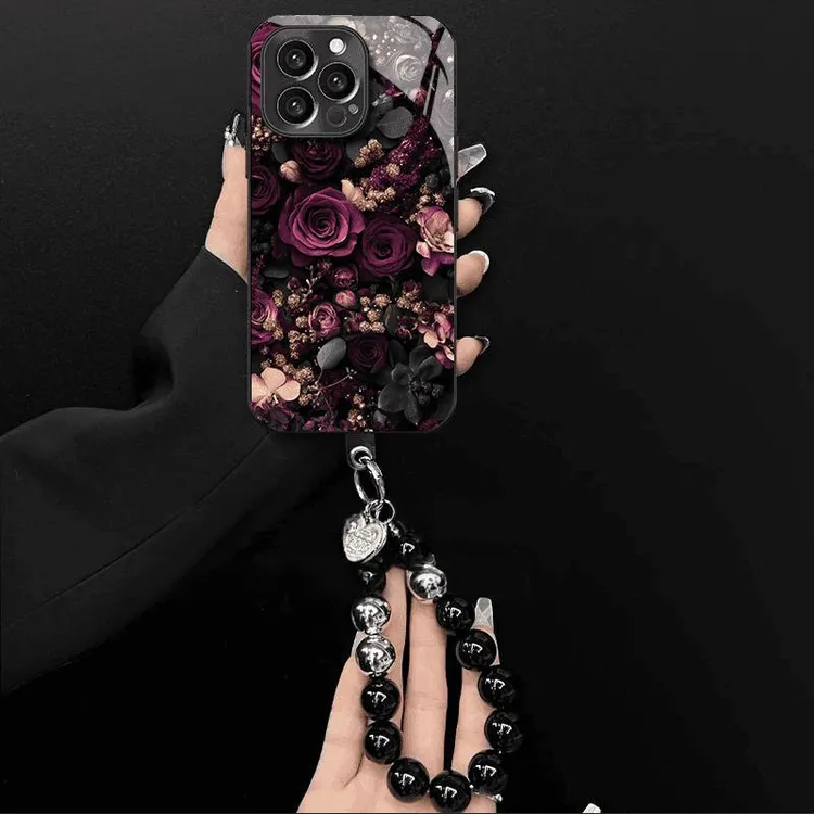 暗紫玫瑰适用苹果17promax手机壳iPhone16pro创意15plus高级感air