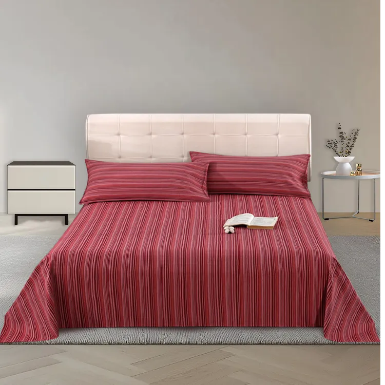 乡村记忆普梳棉老粗布床单三件套四季通用木纹款