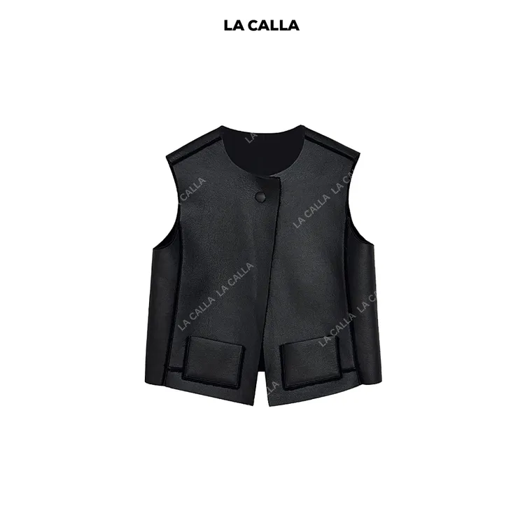 LA CALLA任意两穿100羊毛双面皮马甲WD25T07