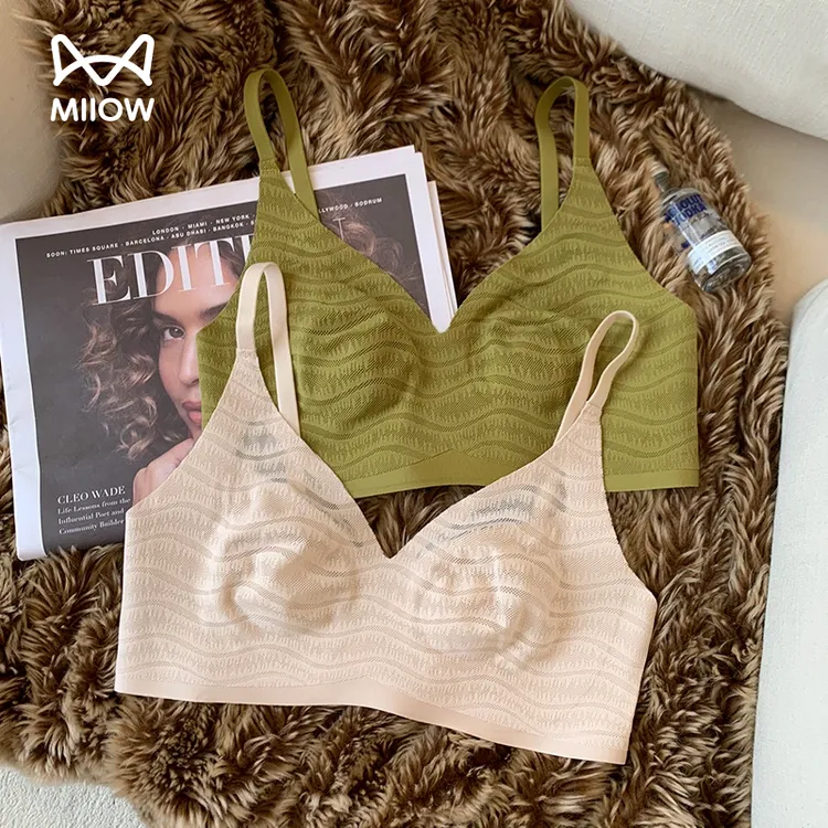 猫人欧若风薄款蕾丝款大胸显小无痕女士内衣无钢圈美背收副乳文胸