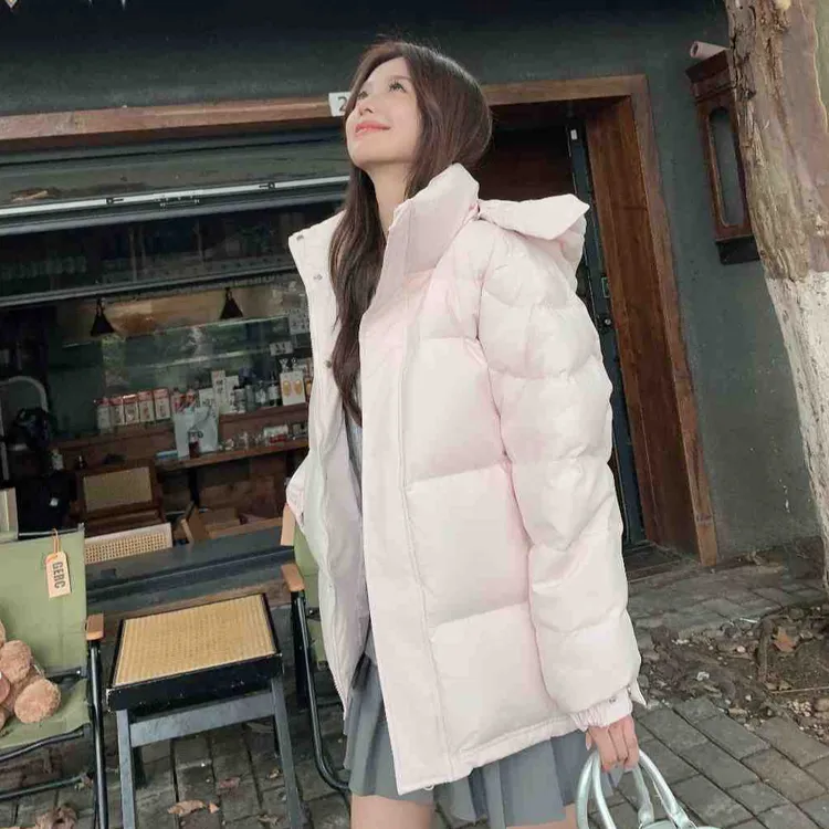 洛范尘羽绒服女短款2025冬季新款加厚连帽情侣宽松外套中戏小个子