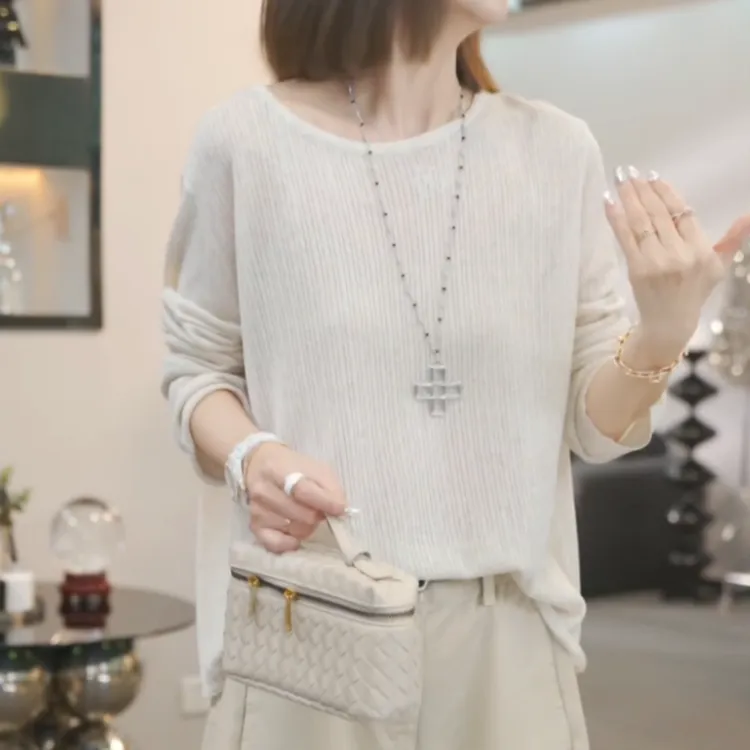 【海岛剪影】长袖T恤内搭宽松休闲百搭上衣长袖LK2504288