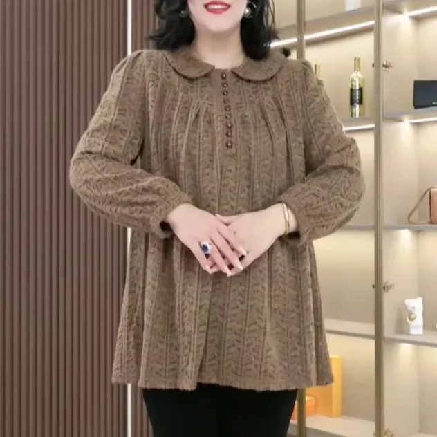 苏兰诺大码女装时尚气质百搭显瘦翻领针织小衫ZB6175