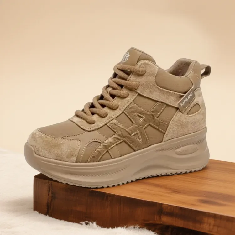 气质2025新款秋冬季健身运动休闲鞋女软底厚底增高老爹鞋百搭加绒