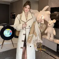 【LINLIN定制】韩系气质风保暖翻领精品长款女装毛毛外套-58147