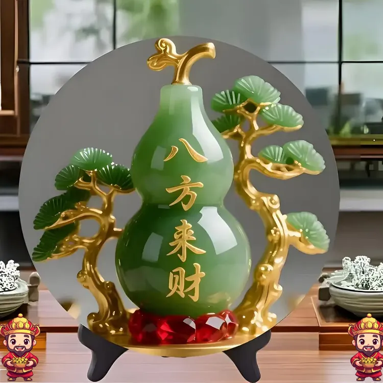 时来转运八方来财招财客厅摆件家用旺宅转运桌面翠玉葫芦摆台居家