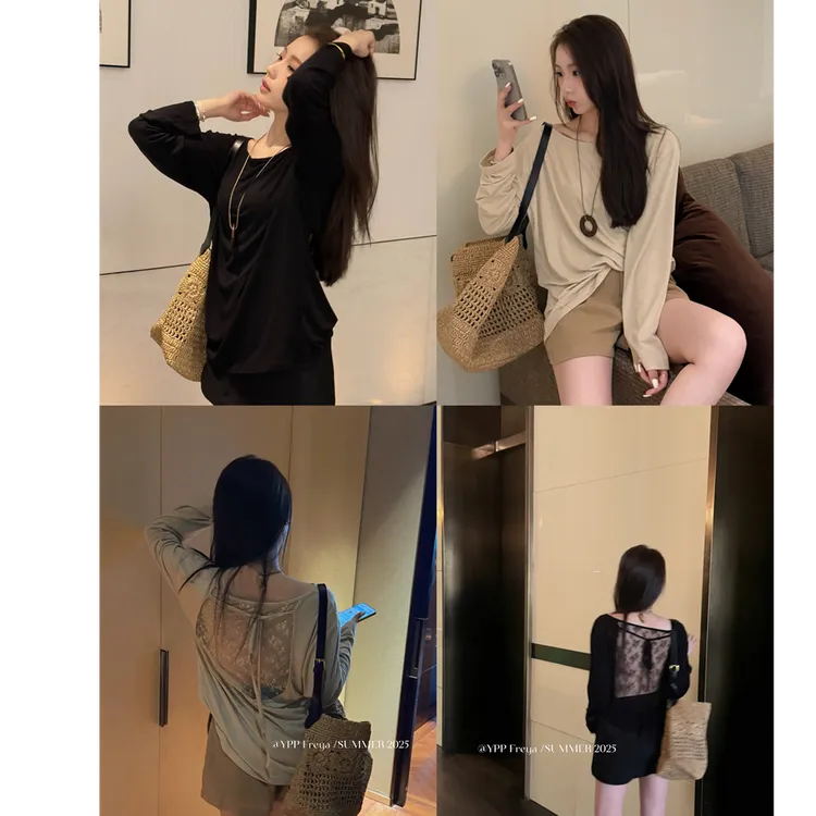 YPP！【谁穿谁有氛围感】夏季纯欲氛围感蕾丝绑带防晒罩衫