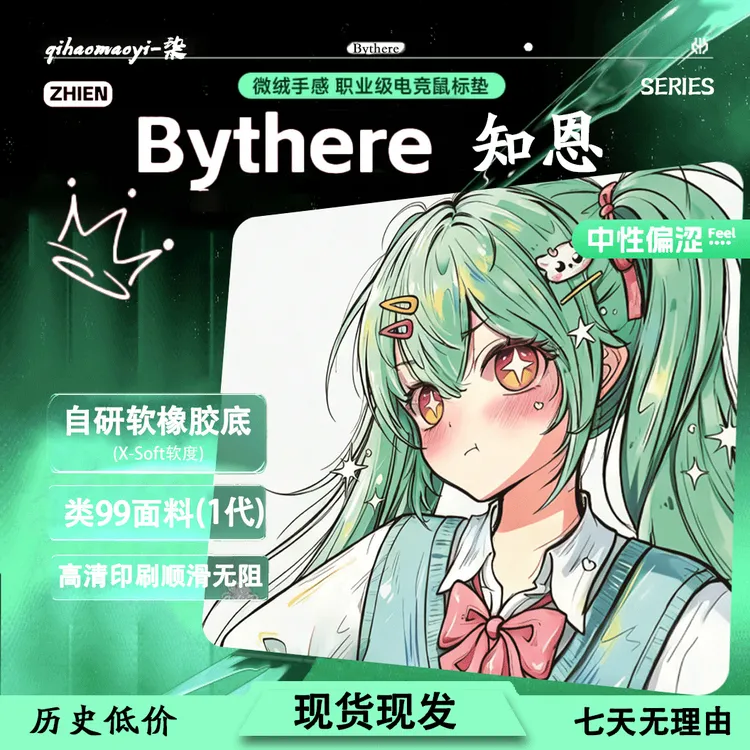 Bythere白【知恩】泽一周年限定系列电竞鼠标垫自研细面中性均衡垫