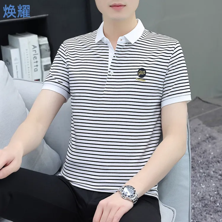 棉痞帅男士翻领短袖polo衫夏季新款休闲半袖修身t恤潮流男士体恤