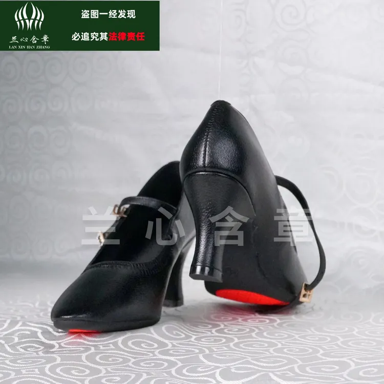 【兰心含章】模特走秀训练专用7公分百搭黑色/银色高跟鞋