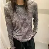 D25128-3圆领腰果花长袖打底衫女秋修身显瘦时髦洋气辣妹T恤
