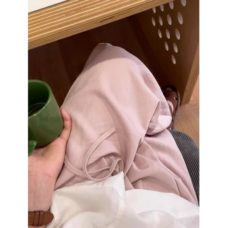 舒适冰凉垂感粉色休闲裤女2025夏季新款百搭显瘦直筒阔腿裤子