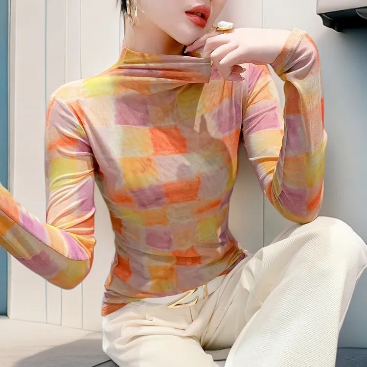 网红洋气炸街高级感内搭可外穿网纱打底衫女爆款2025新款秋装上衣