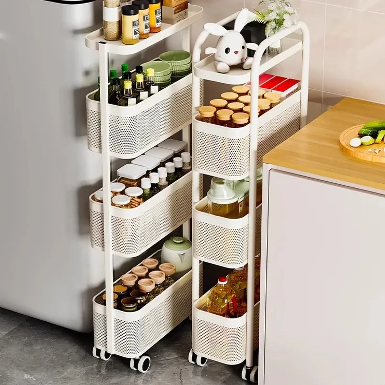 优勤厨房置物架落地窄柜缝隙家用卫生间浴室侧夹缝小推车收纳架子