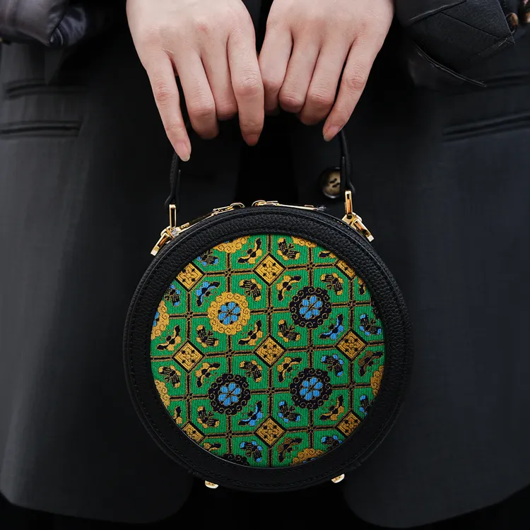 【圆饼包】非遗新中式宋锦复古文艺轻奢女单肩斜挎小众手提包