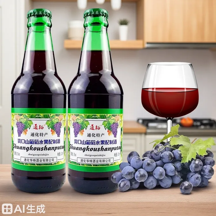 通化小爽口山葡萄配制酒330ml玻璃瓶甜型果酒酸甜口感低度女士酒