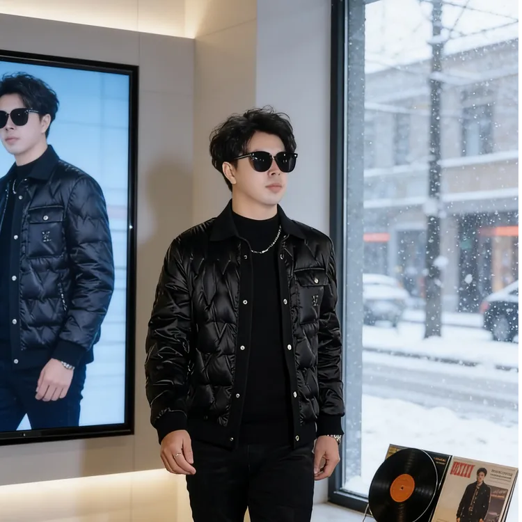 V字保暖徽章小香风修身翻领冬季羽绒服男款爆款2025新款正品