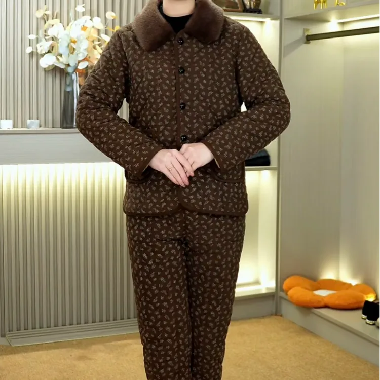 中老年女装中老年碎花女士两件套碎花冬季棉服棉裤