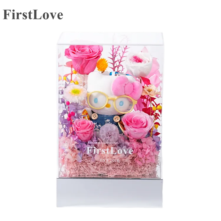 FirstLove玩偶花园永生花亚克力礼盒七夕情人节创意生日告白礼物