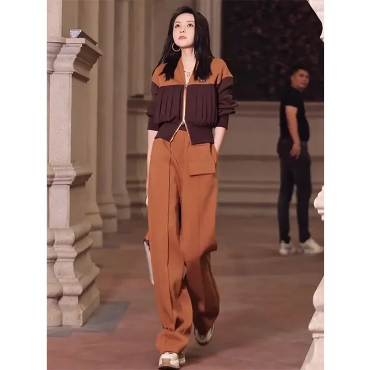 欧货大牌休闲运动套装女秋冬季时尚洋气高级感设计感港风卫衣两件