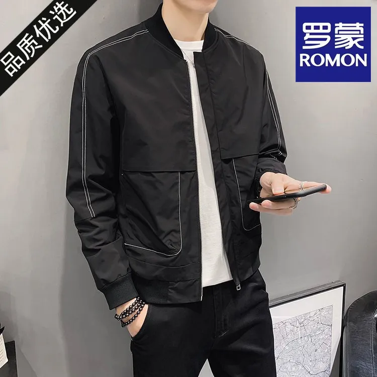罗蒙2025休闲棒球服男士商务男外套新款潮流夹克时尚百搭青年茄克