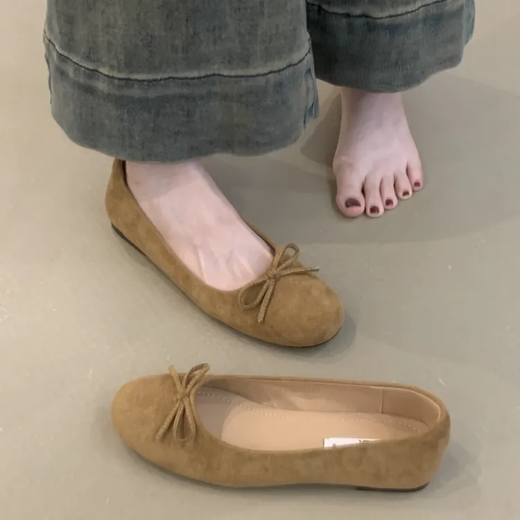 LB-B944温柔仙女芭蕾单鞋2025法式甜美蝴蝶结圆头浅口平底晚晚鞋