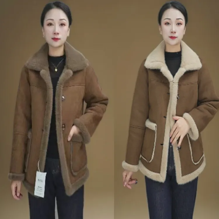 宽松短外套冬季大衣女装洋气加厚休闲保暖上衣新款一体