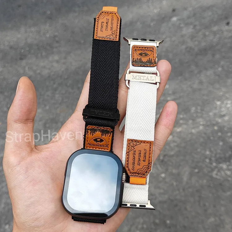 尼龙回环表带适用苹果手表applewatchS11男款iwatch1098运动ultra