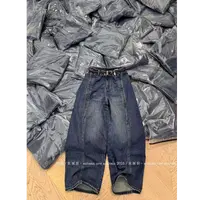 【YIBUDAOWEI】细腰带高腰明线设计直筒阔腿牛仔裤 266