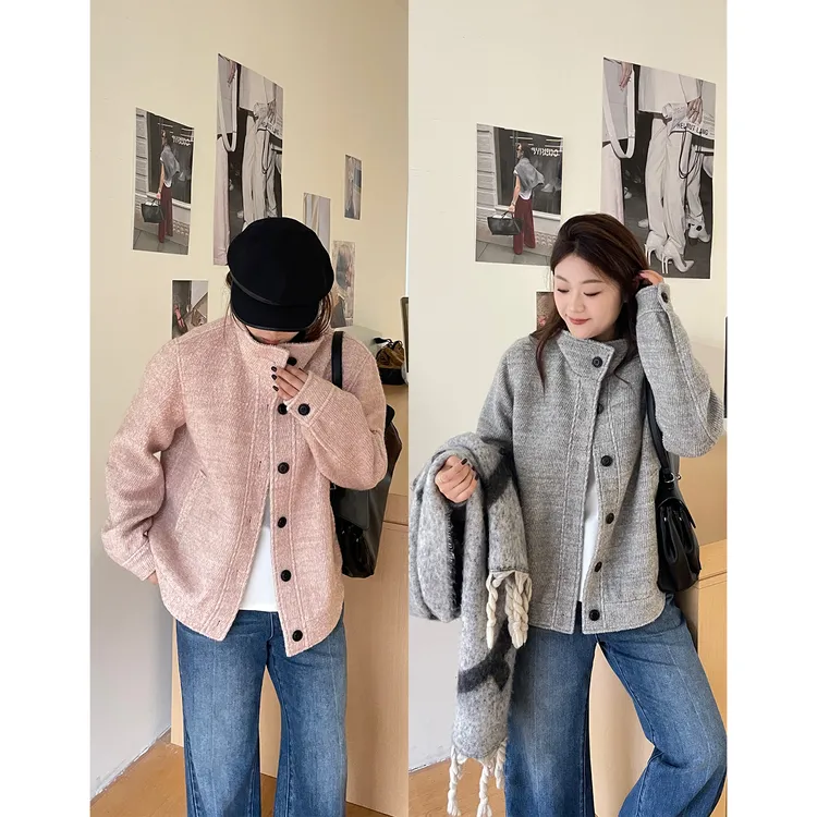 裂渡宣宣【济州岛漫步】微胖大码女秋百搭羊毛毛呢短外套ZY508V24