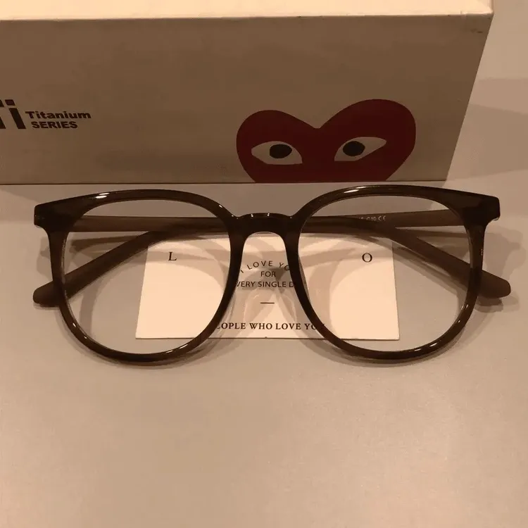 温柔小众ins风轻圆形全框可配度数素颜平光近视眼镜素颜栗子眼镜商品图