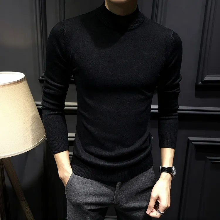 冬装男款修身显瘦2025新款冬季毛衣保暖中领纯色打底衫冬装氛围感