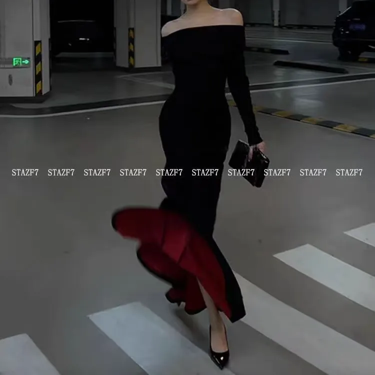 Bai大码【三秒心动】胖mm新中式红底鱼尾连衣裙披肩两件套82018