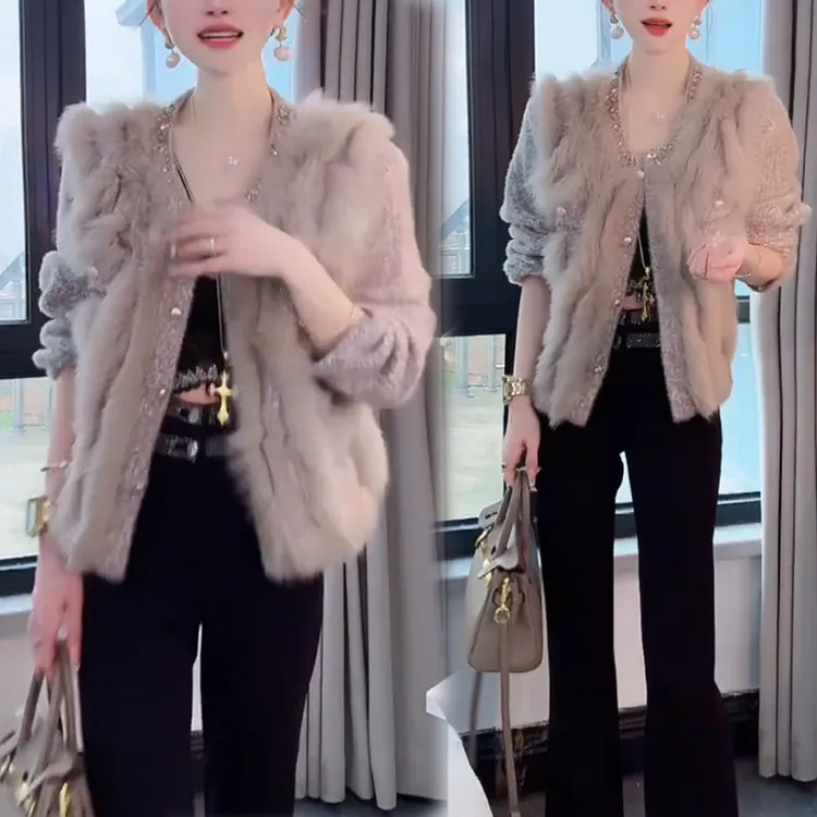 法式轻奢小香风毛绒针织外套女2025秋冬新款时尚百搭短款开衫上衣