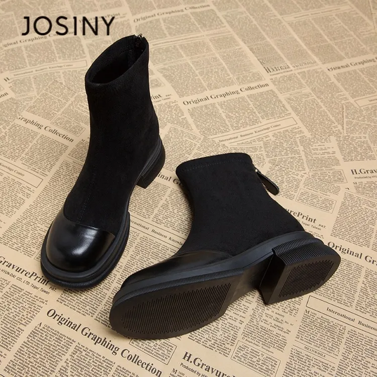 卓诗尼【断码清仓】瘦瘦靴子女2025袜靴小短靴秋冬季欧货爆款小踝靴
