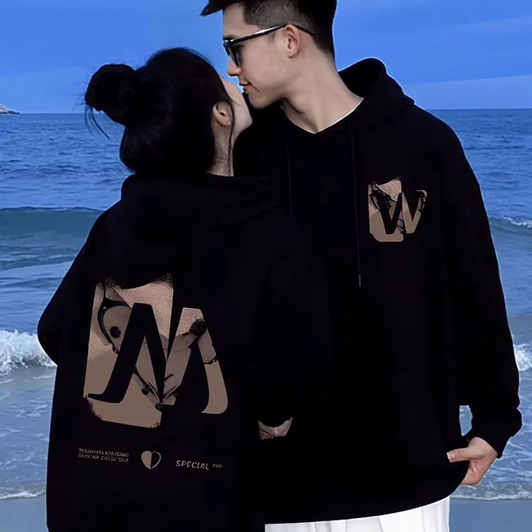 纯棉情侣装2025新款网红爆款卫衣一男一女春秋冬季连帽上衣服外套