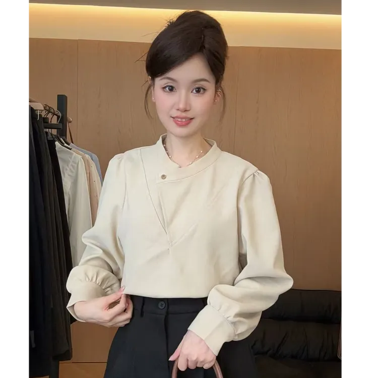 011秋冬轻奢气质百搭长袖衬衫女通勤宽松显瘦内搭磨毛上衣