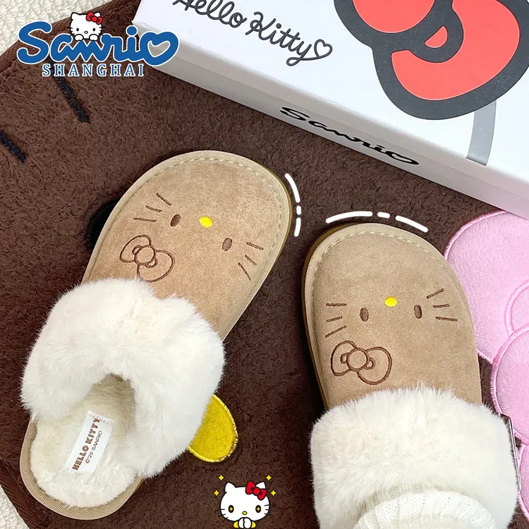 正版HelloKitty保暖棉拖包头防滑家居外穿冬季增高厚底可爱棉拖鞋