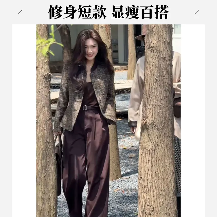 秋季新款高级感穿搭姐系贵感独特超好看咖色外套棕色西装裤套装女