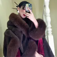 LHMknk1活动画报夫人原创自制贵妇太太外套毛领毛绒外套 棕夫人