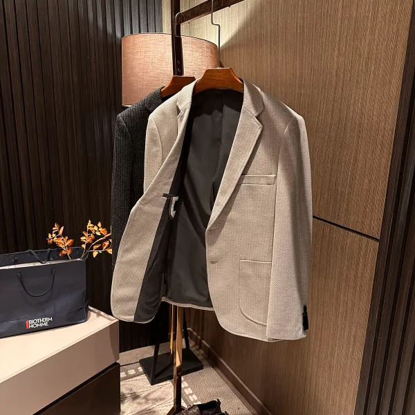 【儒雅绅士 加厚人字呢】秋季新款男士高档含羊毛修身休闲西服西装