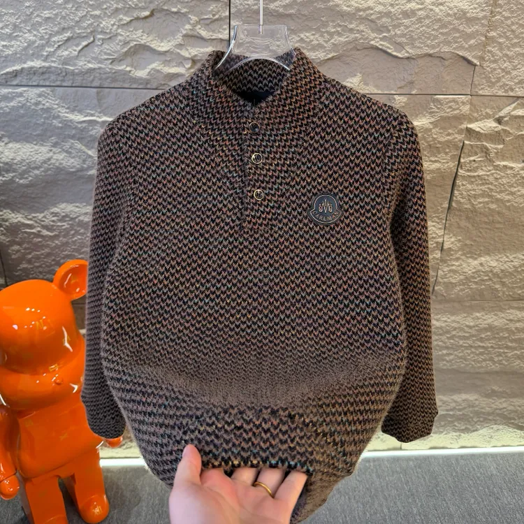 高档新款欧货立领加厚卫衣男士冬季时尚百搭修身打底衫潮长袖上衣