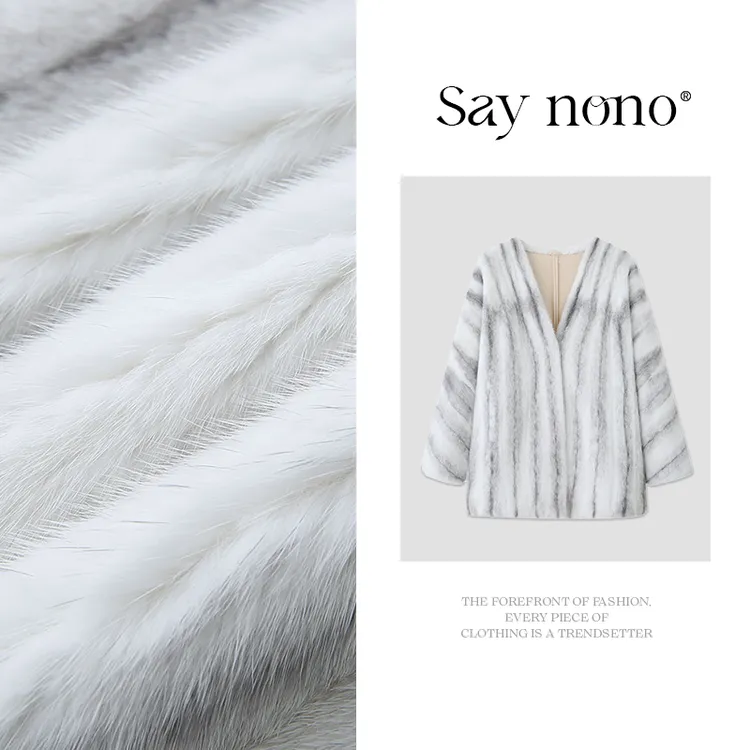 懒猫nono|Saynono 进口蓝宝石十字水貂皮草v领抽刀短外套/HZC088