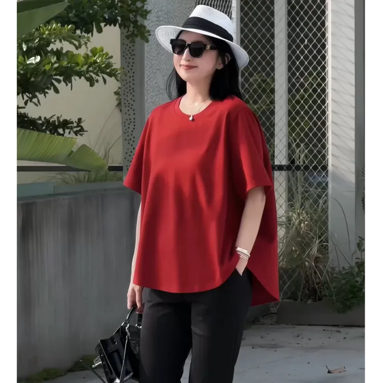 【夏日轻氧穿搭7059正肩款】2025年巴瑟大码女装宽松显瘦百搭潮上衣