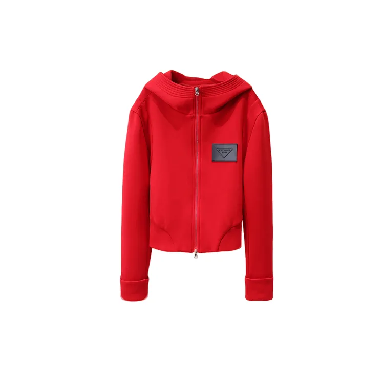 【韩哥欧货女装】2025冬季加厚《檀晕》胭脂红连帽卫衣外套5322-B0